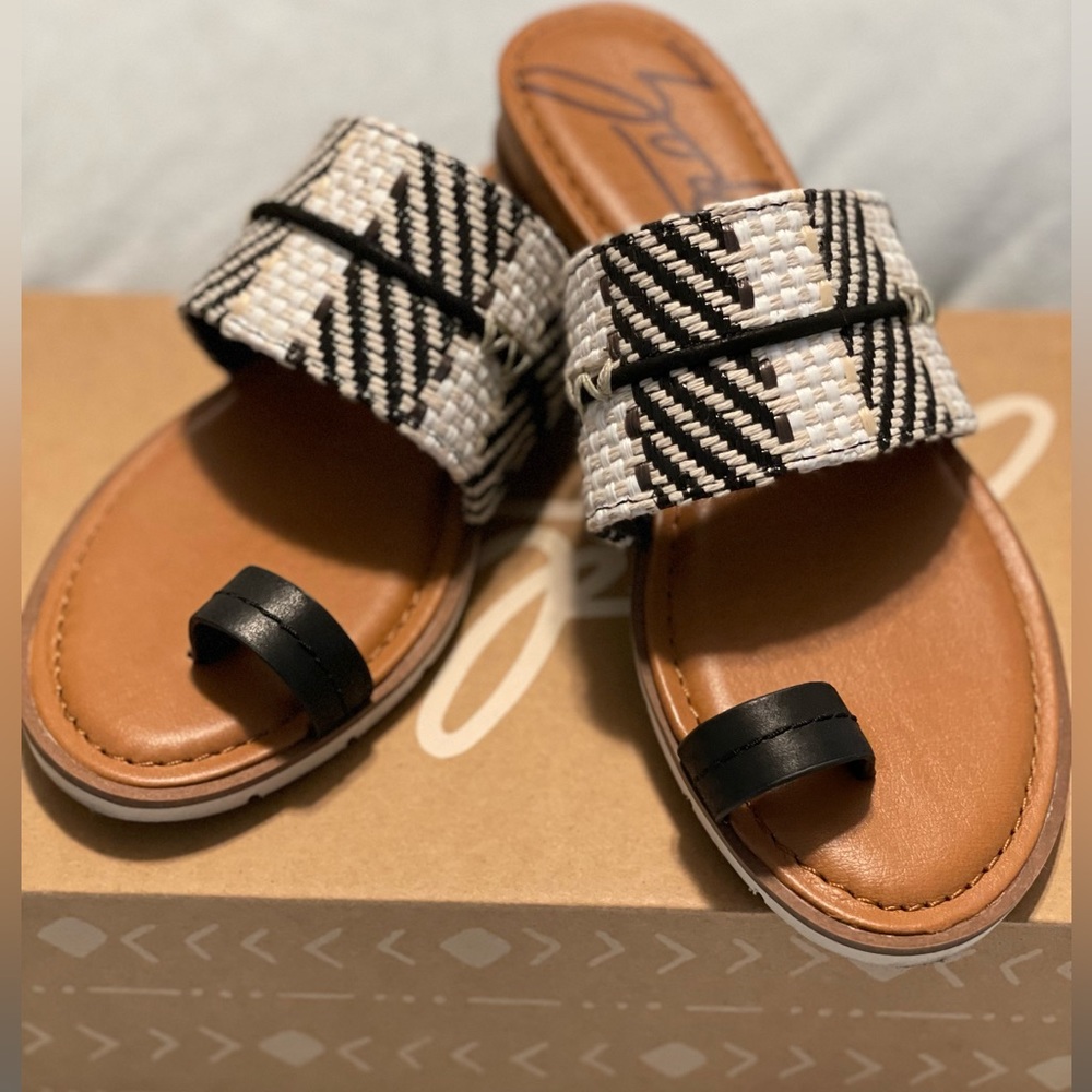 ZODIAC 9 Women's Adelanto Slide Sandal Black and White Size 5